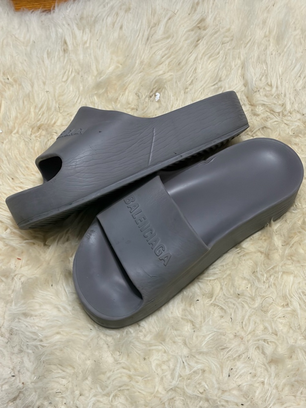 Balenciaga Logo Platform Slides Dark Gray Size 40/10 - Picture 4 of 16